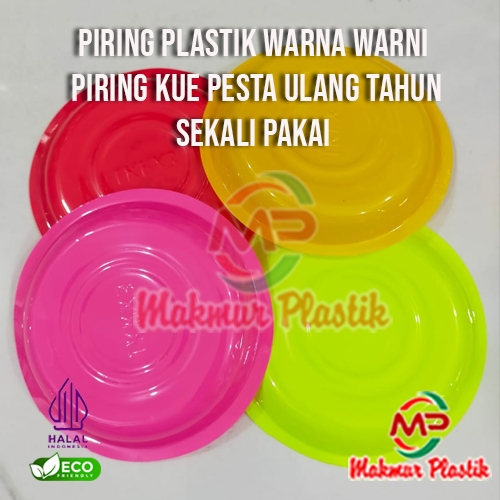 PIRING PLASTIK WARNA WARNI / PIRING KUE PESTA ULANG TAHUN SEKALI PAKAI - DIAMETER 12 CM