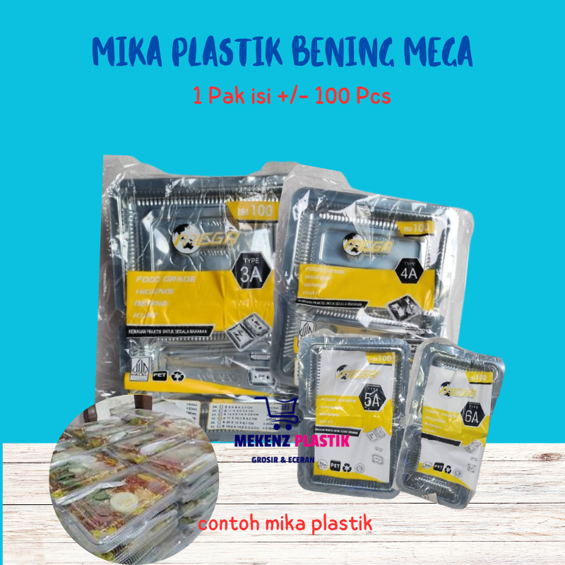 Mika Plastik Bening Mega 3A 4A 5A 6A Isi 100 Pcs l Box Mika Kue Roti Bolu Nasi Jajanan Pasar