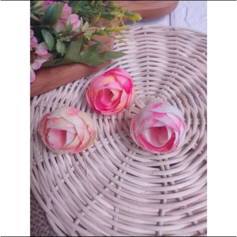 Bunga artificial kain kuntum bunga mawar peony telur 3 cm
