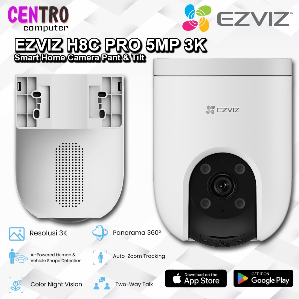EZVIZ H8C PRO 5MP 3K Smart Home Camera Pant & Tilt 2 Way Audio CCTV Outdoor Wifi IP Camera Color Nig