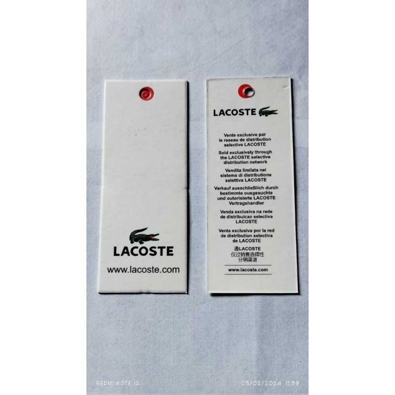 

HANGTAG KERTAS LACOSTE SUPER PREMIUM