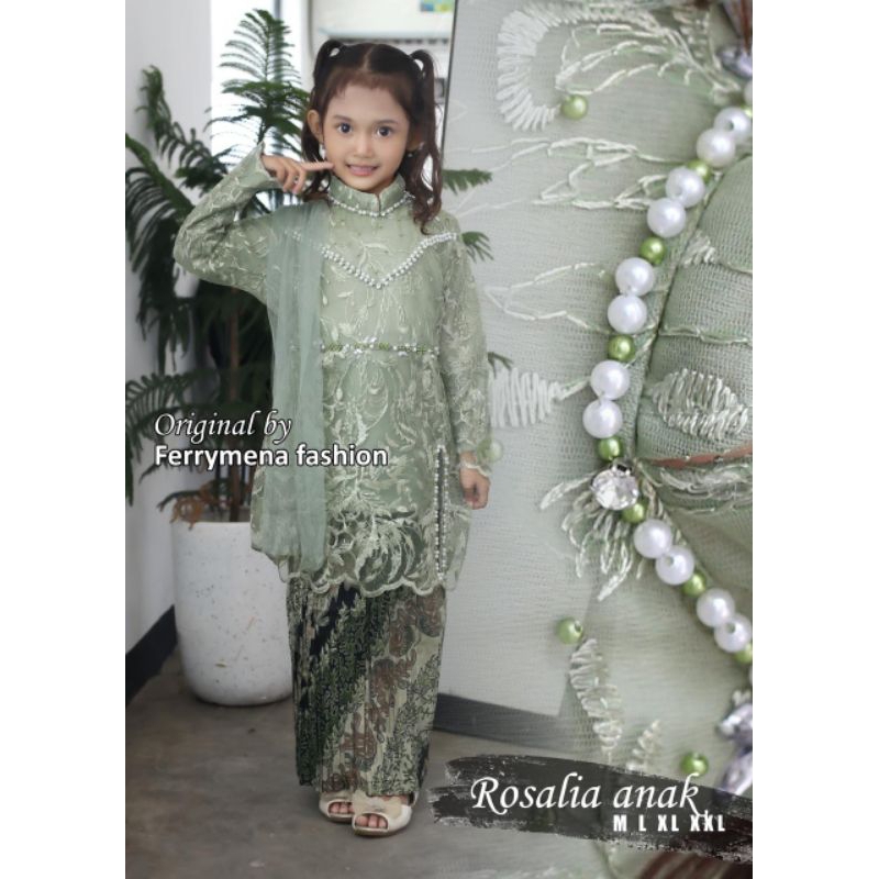 Setelan kebaya Rosalia || kebaya anak wisuda umur 5 - 11 tahun  || kebaya anak pesta perpisahan seko