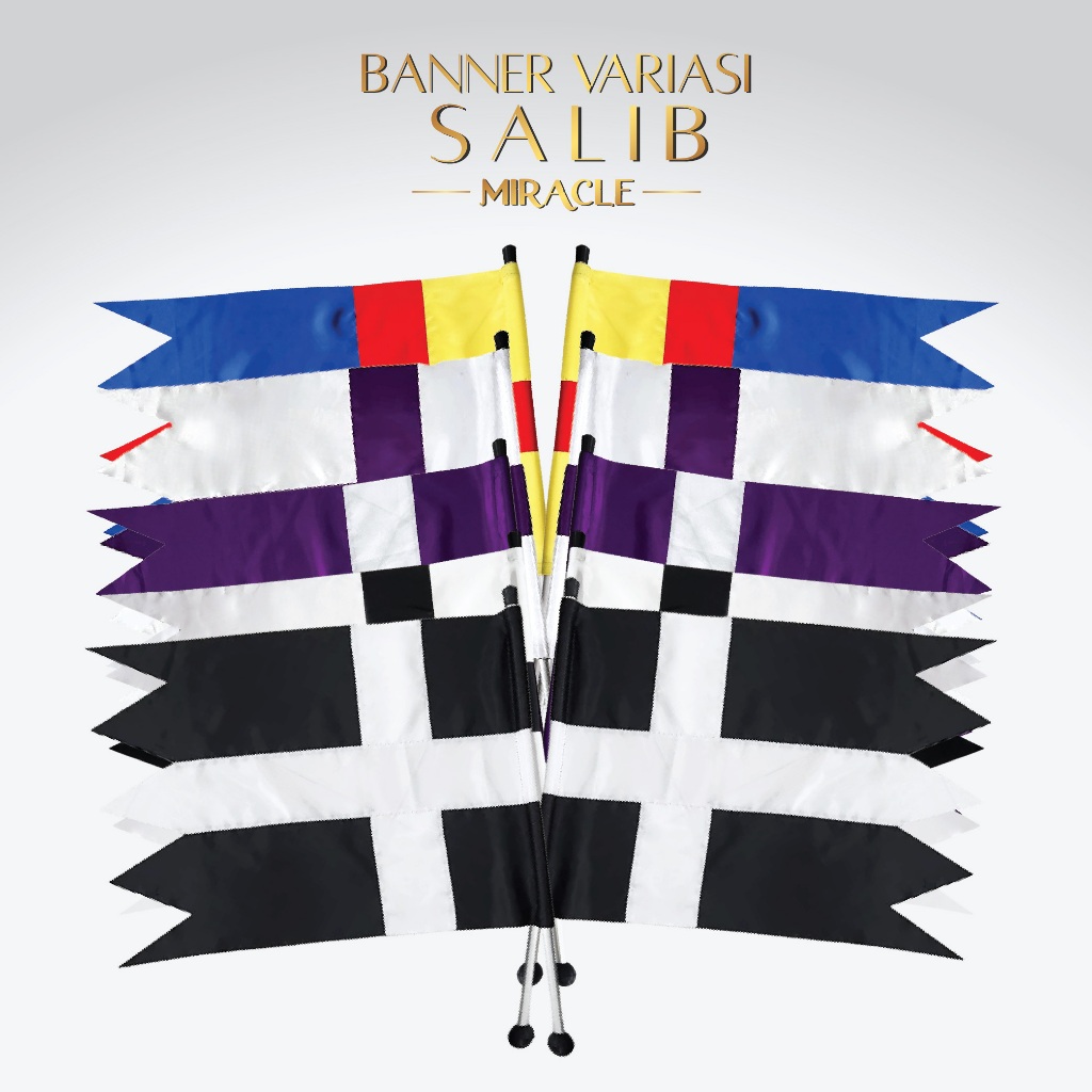 Gereja - New Flag Banner Salib - Satin - Bandul Random - Miracle - JMB
