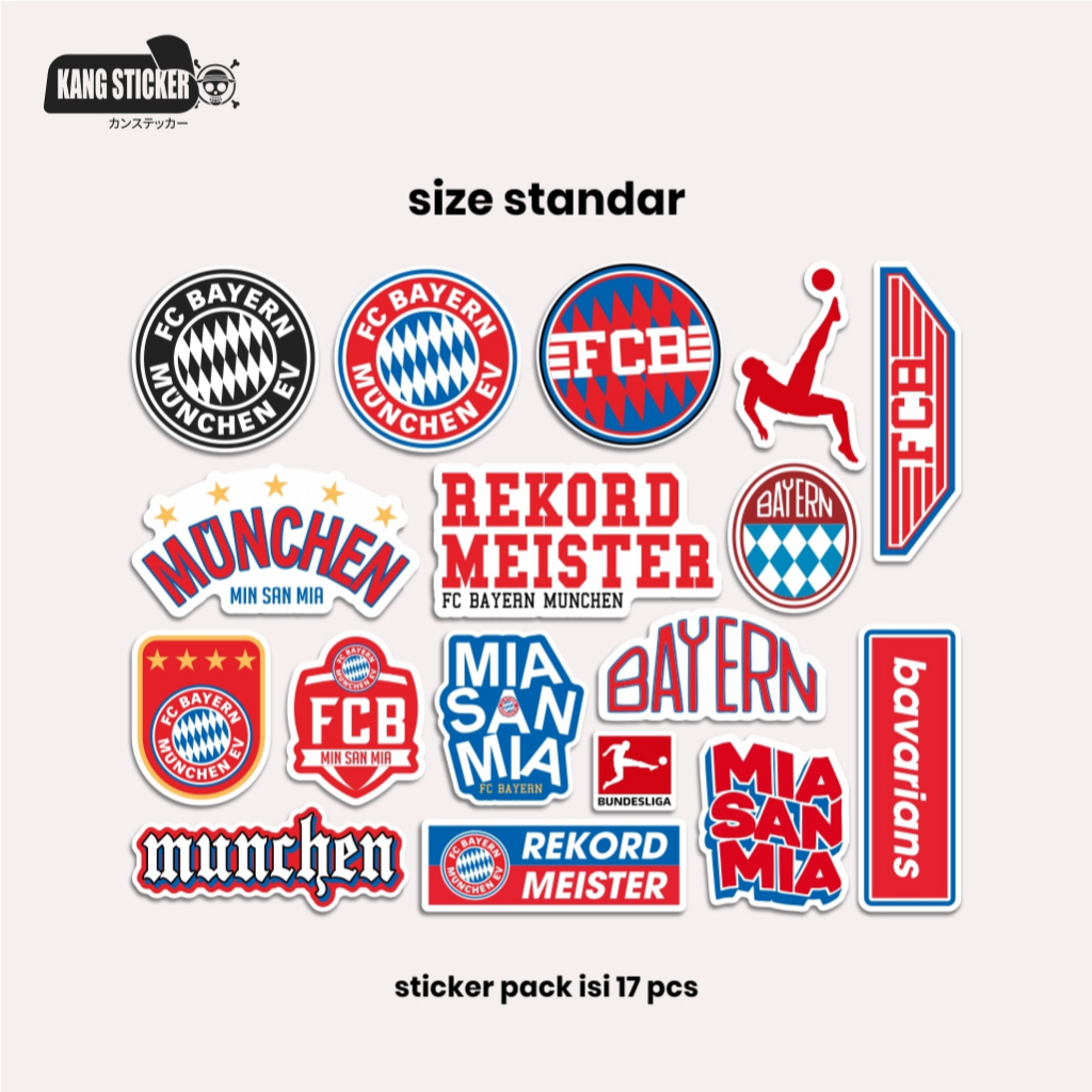 

STICKER PACK BAYERN MUNCHEN ISI 17PCS - PREMIUM STICKER - WATERPROOF