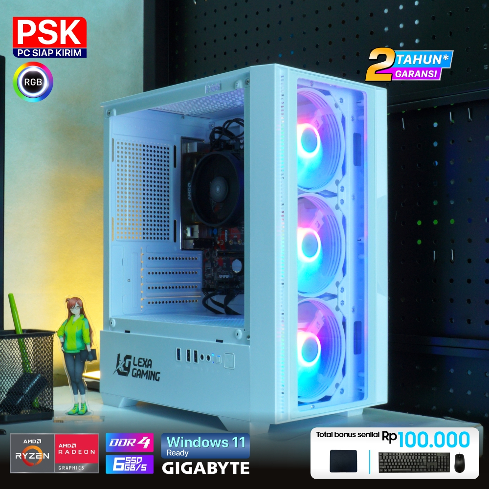 PC Gaming Ryzen 3 3200G 16GB RAM DDR4 SSD 256GB Untuk Game medium Desain VR3AS