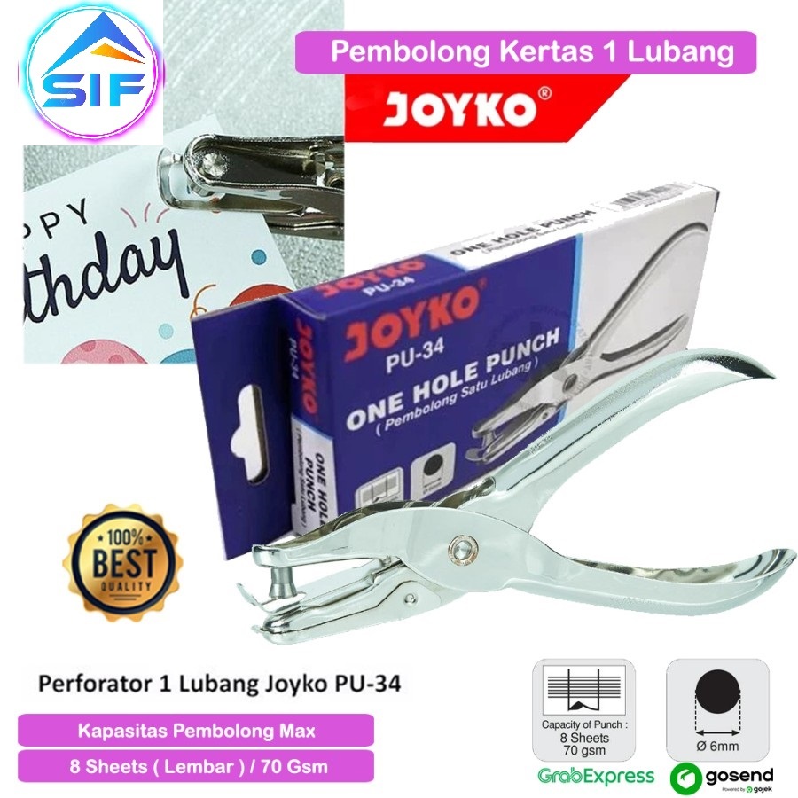 

Pembolong Kertas 1 Lubang Joyko PU-34 Alat Pelubang Plastik Kertas Hang Tag Snack Alat Tang Plier 6mm Press One Hole Punch Kancing Cetet Pelubang Perforator