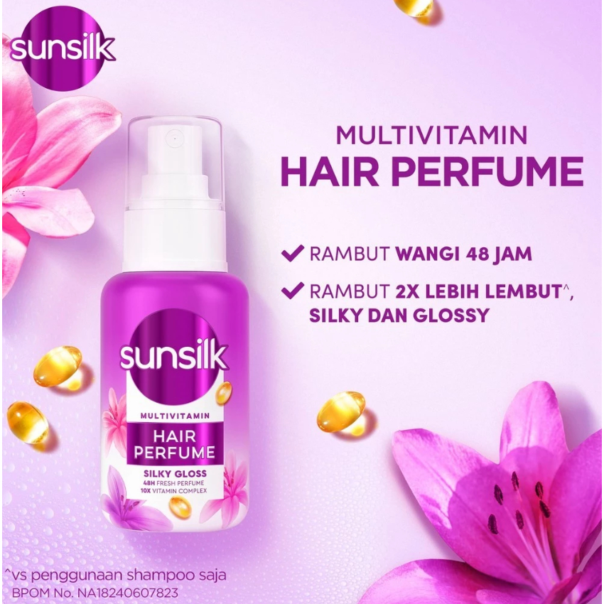 Sunsilk Multivitamin Hair Perfume Vitamin Rambut, Rambut Wangi & Glossy 50mL (ungu)
