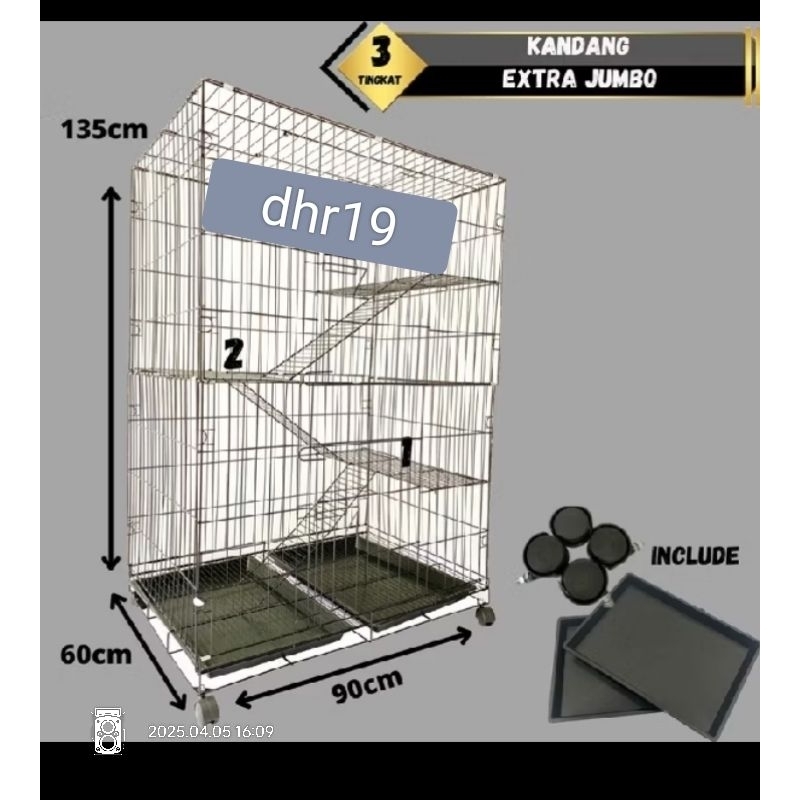 kandang kucing tingkat 3 XXL