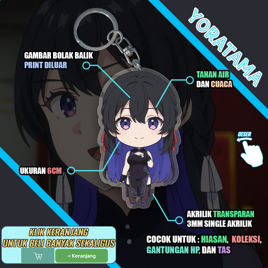 Gantungan Kunci Tinasha Unnamed Memory, Keychain Anime Lucu