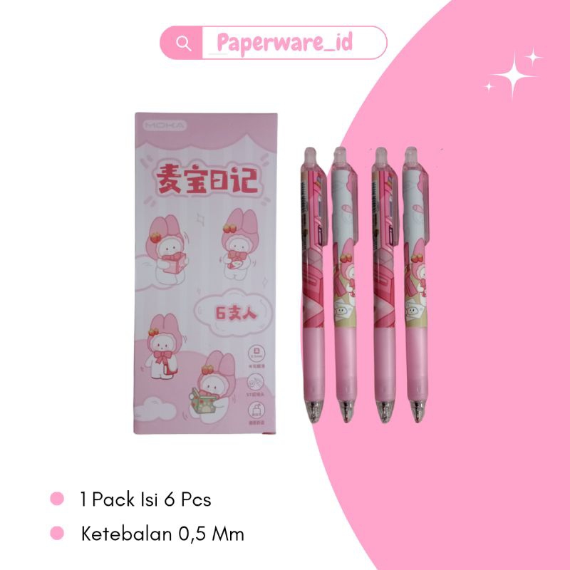 

pulpen gel mekanik motif rabbit / ballpoint mekanik lucu / pulpen gel karakter lucu