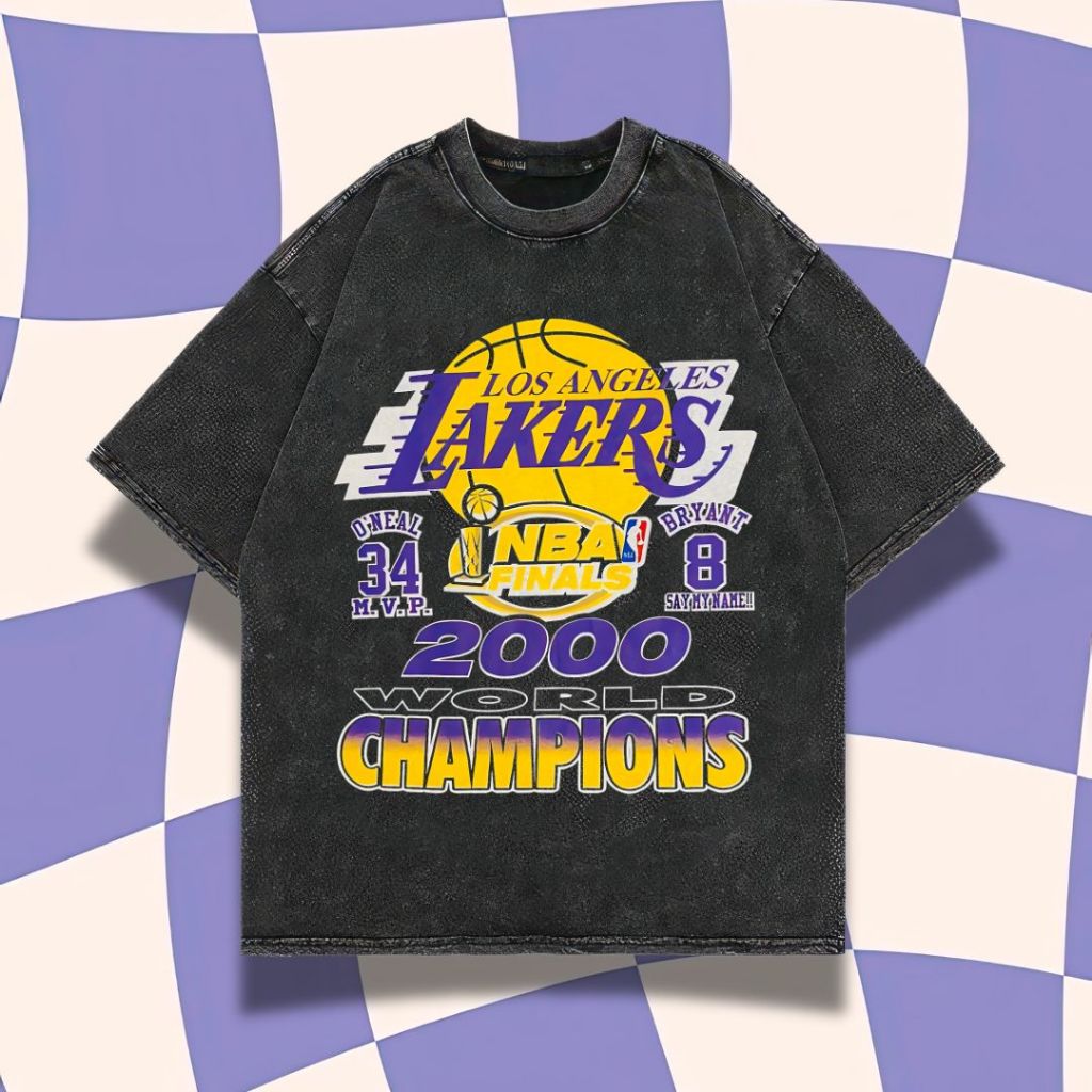 Purple Haze "Los Angeles Lakers" Oversized T-Shirt | Stone Wash | Kaos Oversize | Vintage | Atasan |