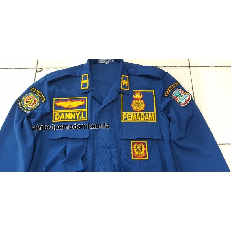 baju seragam PDL lapangan pemadam damkar + bordir timbul lengkap (PNS) baju saja  & bordir