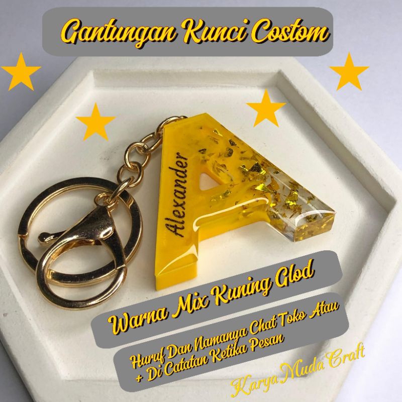 *Gantungan Kunci Nama Inisial Gantungan Tas Gantungan Kunci Gantungan Kunci Kotak Huruf Key chain Ga