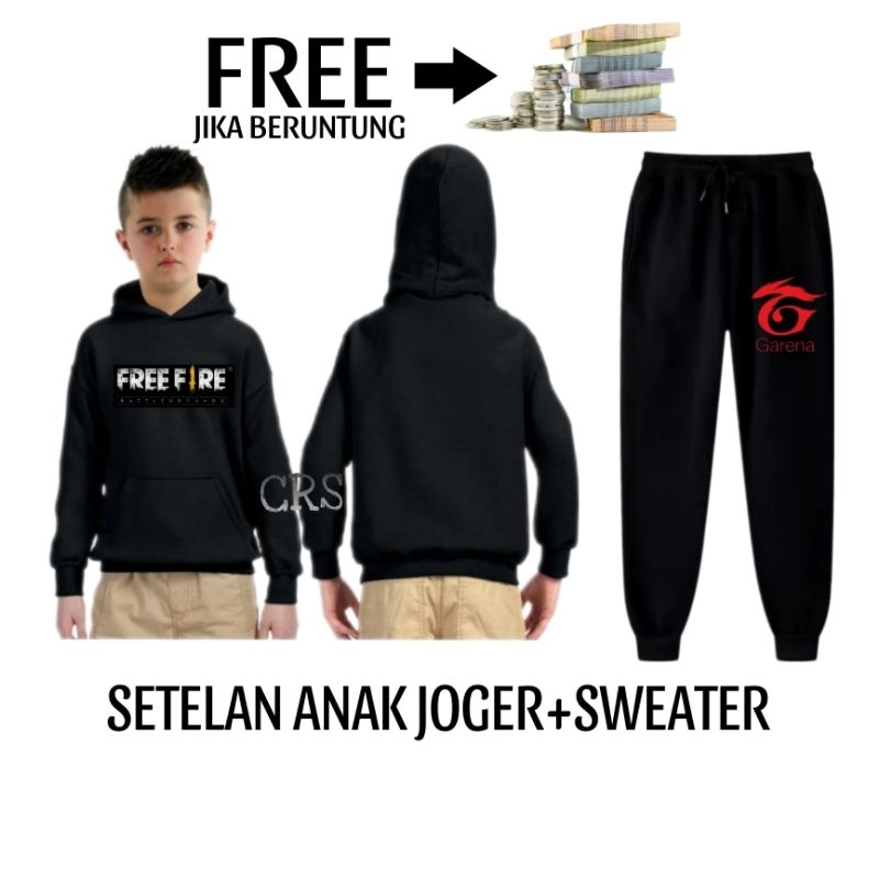 Setelan Anak Laki-laki perempuan Joger Dan Jaket Sweater Ff Berhadiah