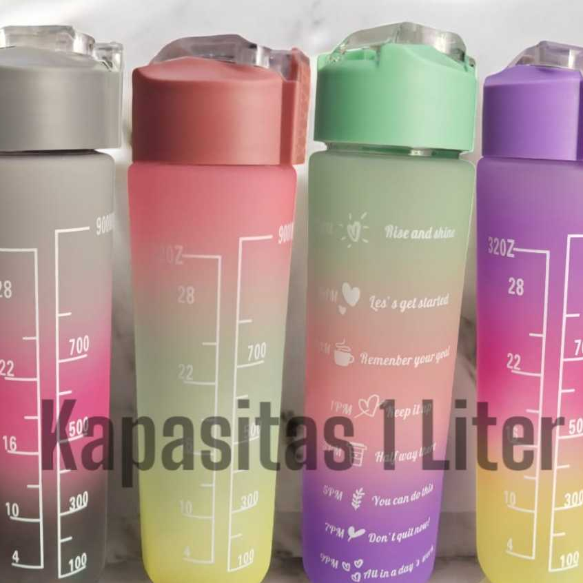 Botol Minum Tumblr Rainbow Mix Warna Gradasi 1 Liter