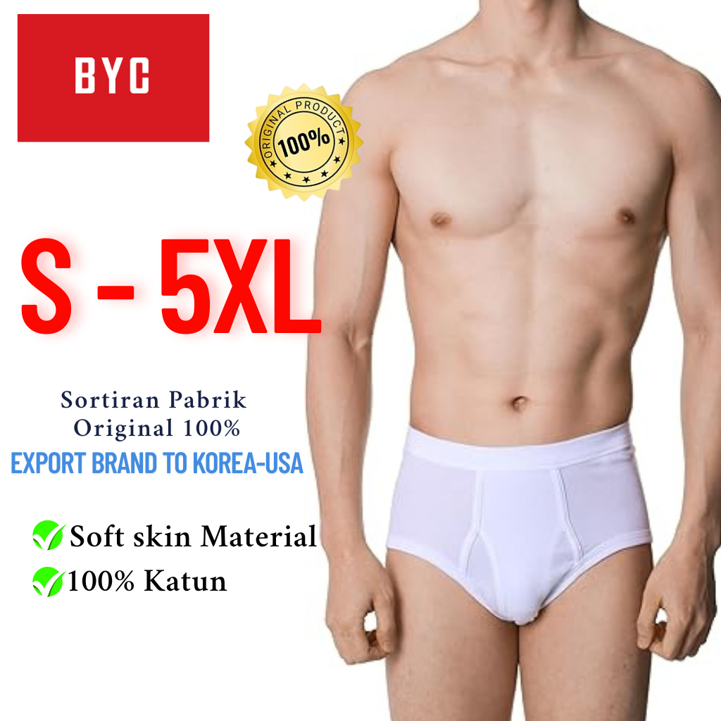 Celana Dalam Pria BYC Katun 100% Original Brief Reject Sortiran Pabrik