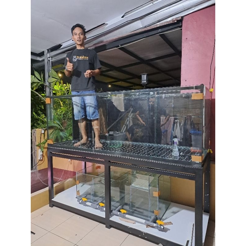 aquarium 200x70x70 set rak besi hollow