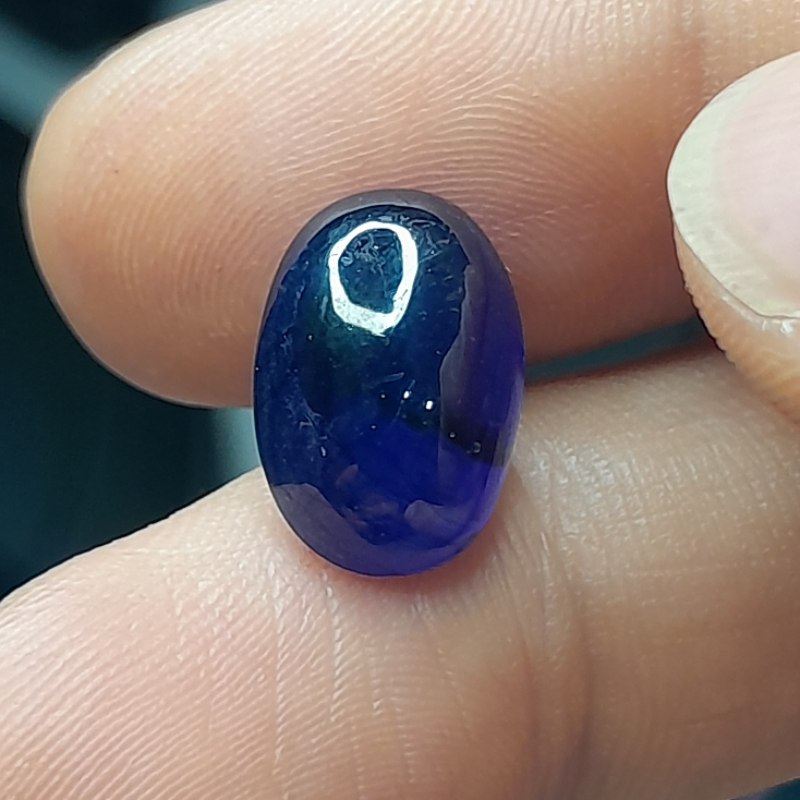 Natural Blue Sapphire Dim:est 13.5x9.8x5.5 mm 7.85 Ct Oval Cabochon Biru Kilau Asli + Memo Code A212