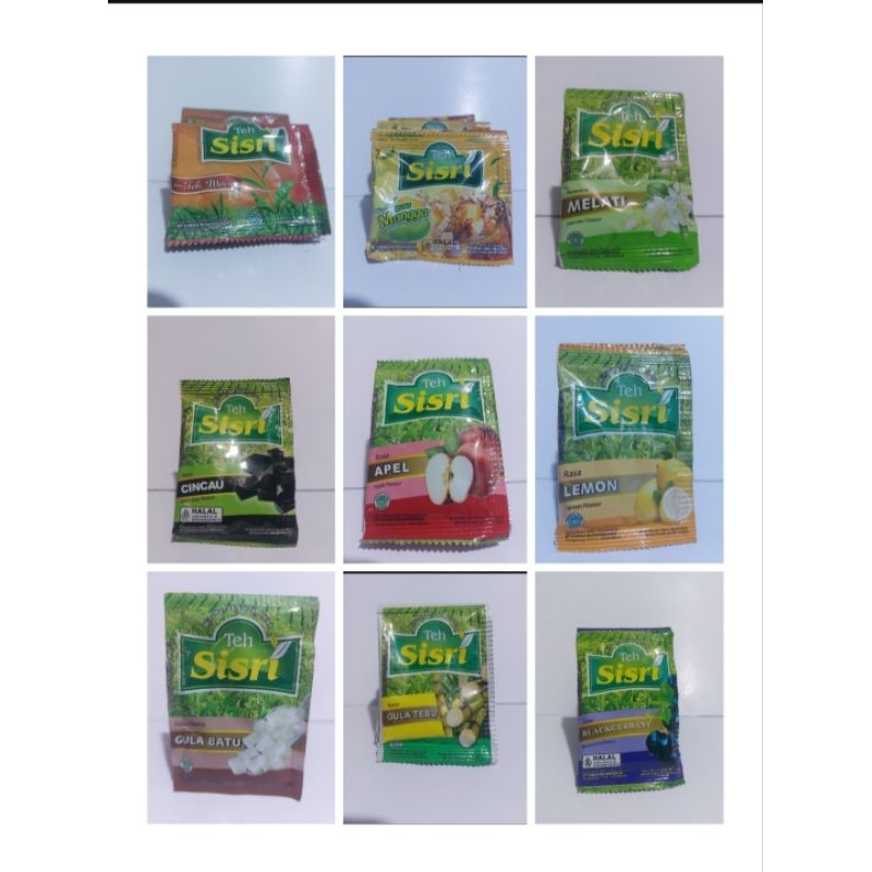 

Teh Sisri minuman serbuk aneka rasa 1 renceng isi 10 sachet