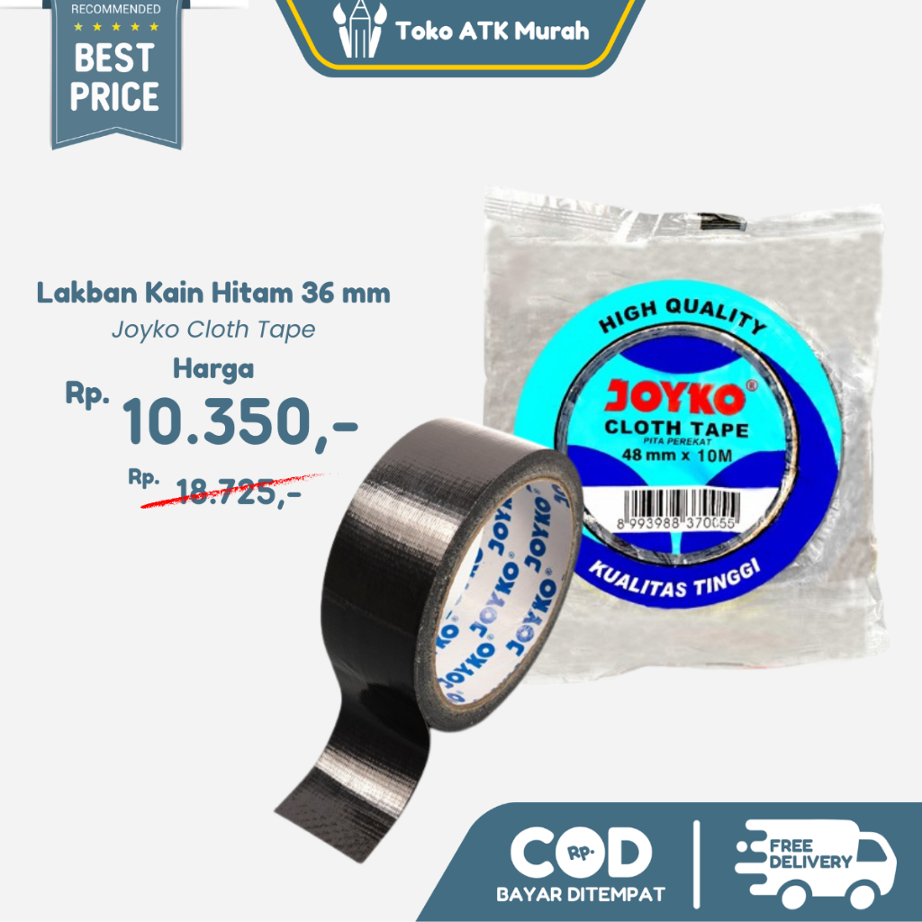 

Lakban Kain Hitam 36mm Joyko / Cloth Tape 1.5" Core Blue - Lakban Jilid
