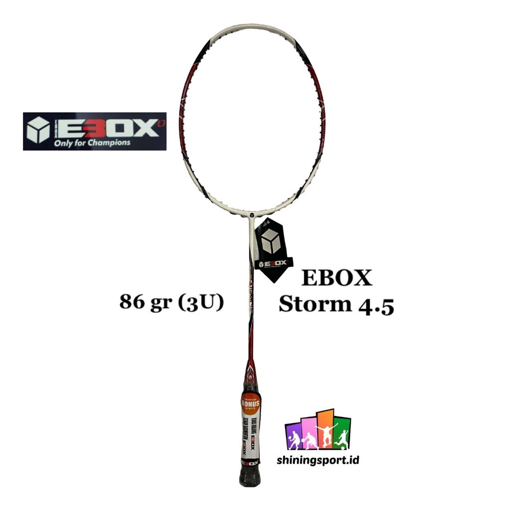Raket Badminton Ebox Storm 4.5 (+ FREE TAS DOUBLE RESLETING, KAOS & SENAR EBOX RANDOM)