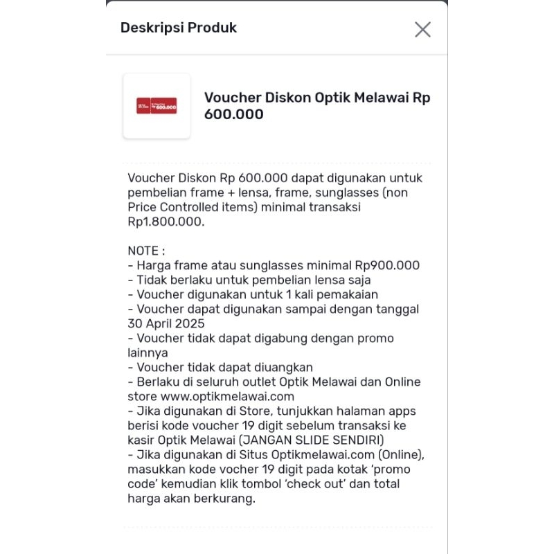 Kacamata Optik Melawai Voucher diskon up 70%