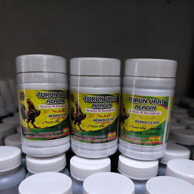 ALADIN TURUN URAT 30 Kapsul - Obat Ayam Lumpuh Turun Urat Tedun Tedun Rambat Bintik Merah Kaki Kesle