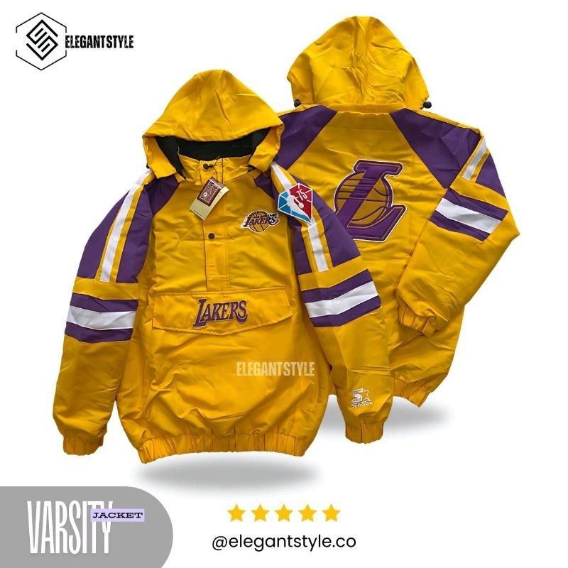 [ESTYCO] Jaket Varsity Baseball Cougle Anorak LAKERS Yellow ElegantStyle Unisex Full Bordir - Bahan 