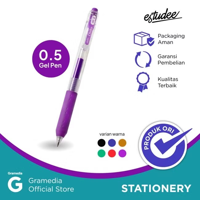 

Gramedia Tunjungan : Estudee Chiiku Gelpen 0.5 Violet Egp-26