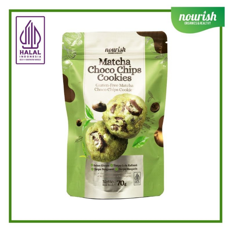 

Nourish Matcha Choco Chips Cookies - Gluten Free Matcha Cookies 70gr