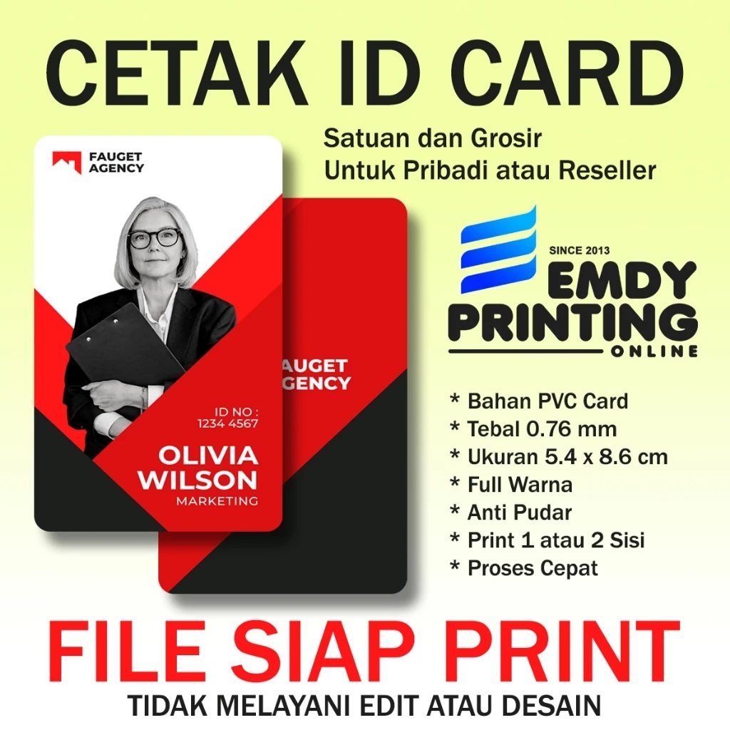 

Cetak ID Card Express (UNTUK ORDER 6 - 10 PCS)