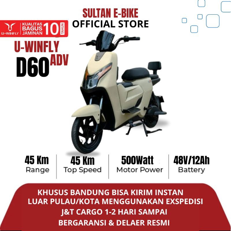 Sepeda listrik Uwinfly D60 ADV dinamo 500Watt 48V/12Ah Bergaransi