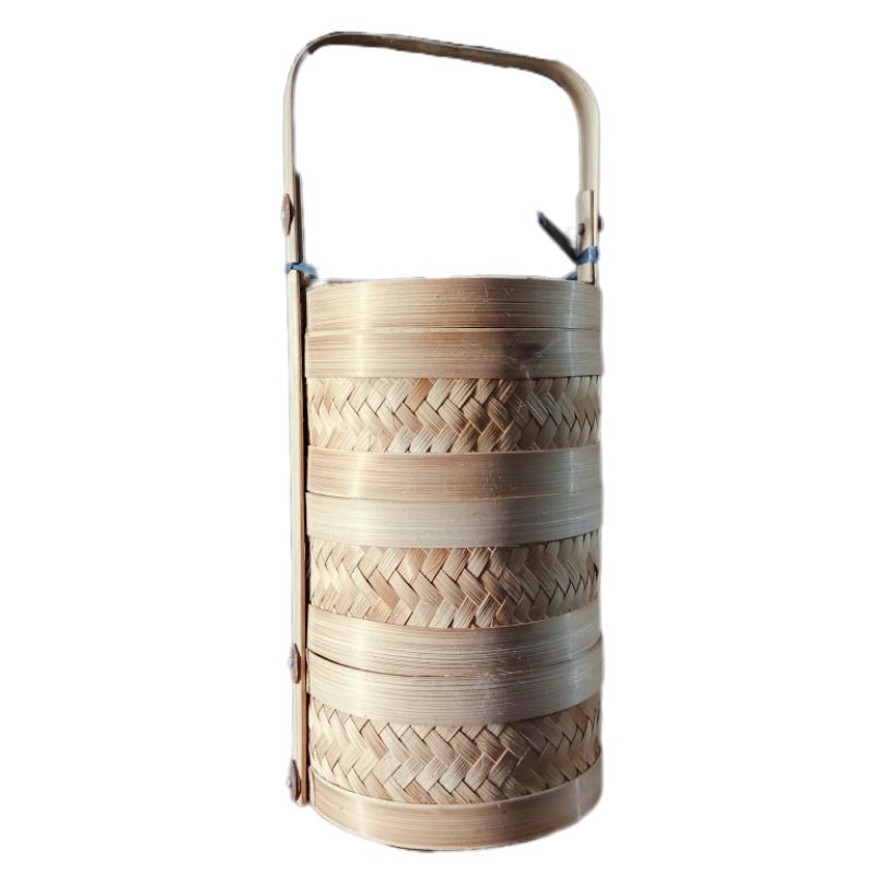 Rantang bambu bulat - rantang bambu susun 3 - hampers rantang - rantang piknik - rantang bambu diame