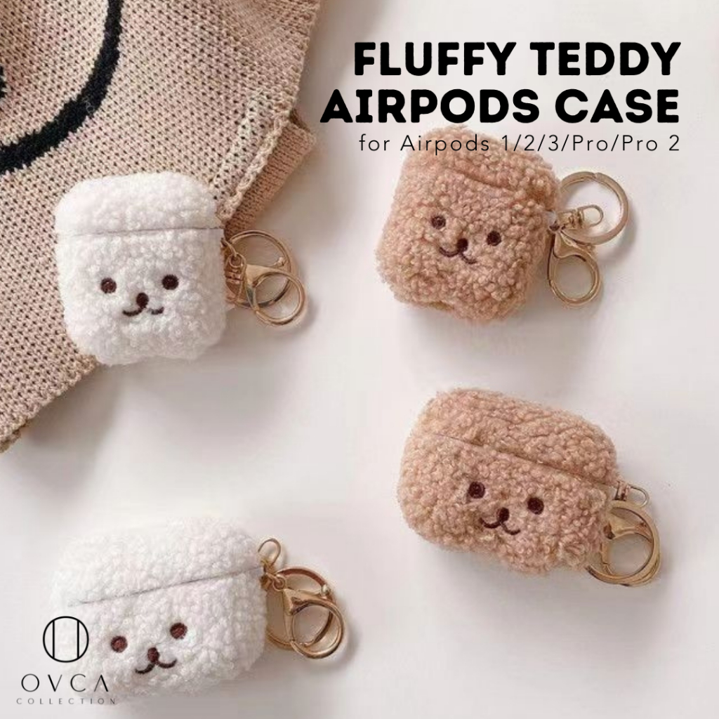 Airpods Case 1 / 2 / 3 / PRO Earphone Cover Pelindung Casing Apple Earbuds FLUFFY TEDDY Bulu Poodle 