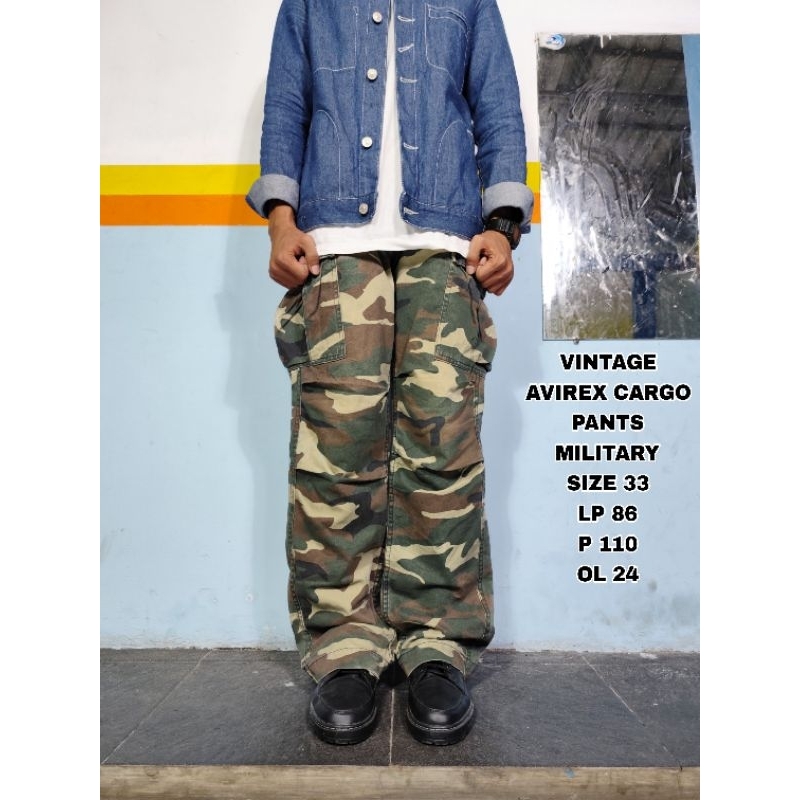 Vtg Avirex Cargo Pants Military Celana Panjang Pria Dewasa Kekinian Retro