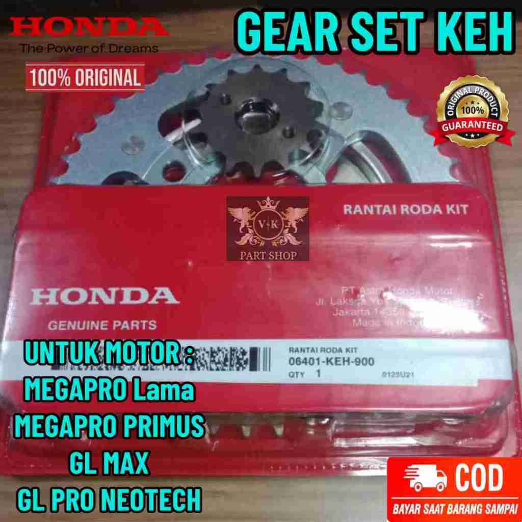 Asli Gear Set+Rantai KODE-KEH ORI Honda Megapro Lama-Primus-Gl-Max-Pro Neotech Kualitas Asli Presisi