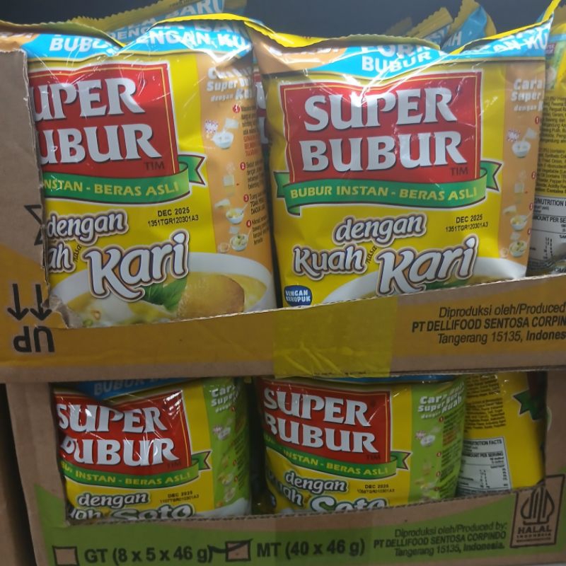 

Super Bubur Instant Bergizi 1Dus (Isi 40PCS x 45gr)
