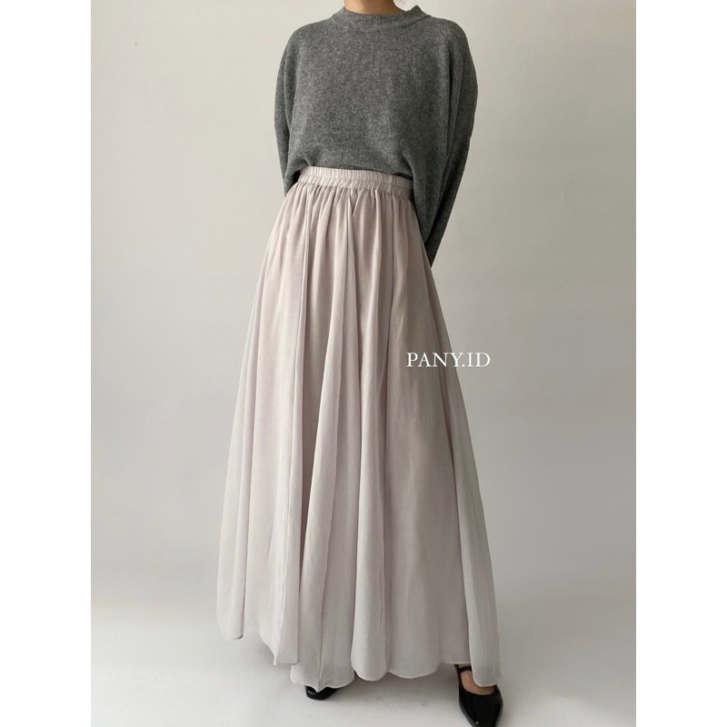 PANY - Remember Me Flowy Skirt Asimetris Katun PEARL [ PRELOVED ]