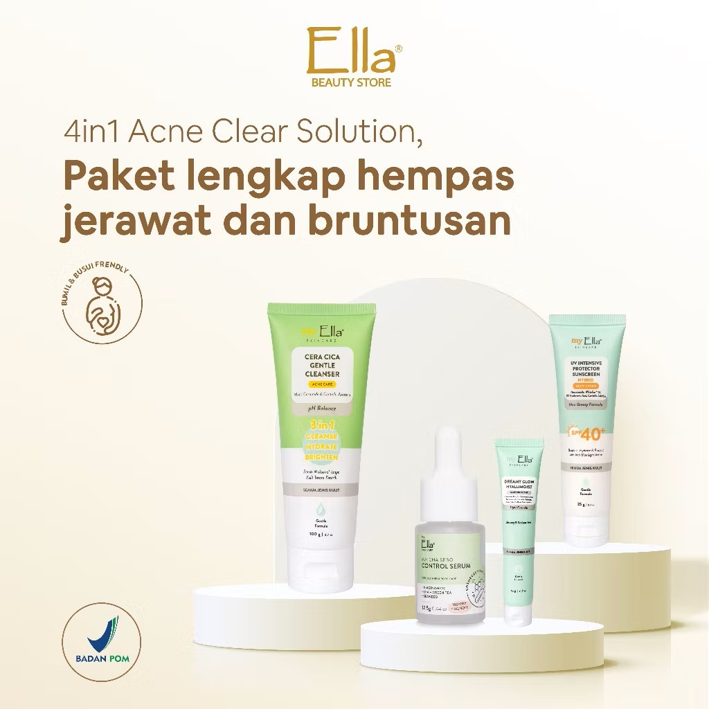 Ella Skincare 4in1 Acne Clear Solution - Paket Lengkap Hempas Jerawat dan Bruntusan
