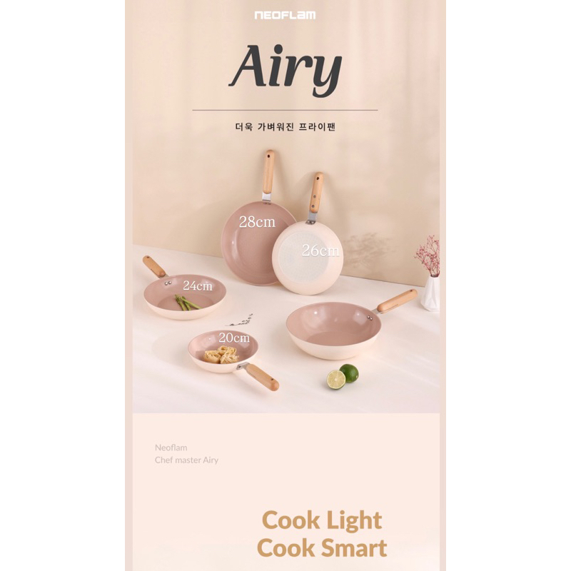 neoflam AIRY 20cm 26cm Healthier choice panci nonstick ceramic coating