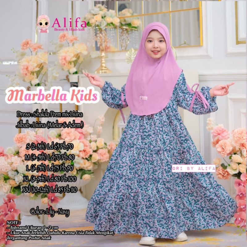 [ Alifa hijab kids Fashion ] Marbella Gamis Anak Motif By Alifa Kids