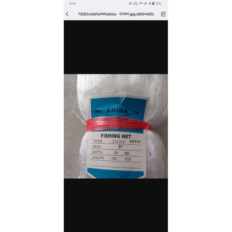 Arida nilon D2 2 inchi 50md/100yds yoko putih jaring arida original
