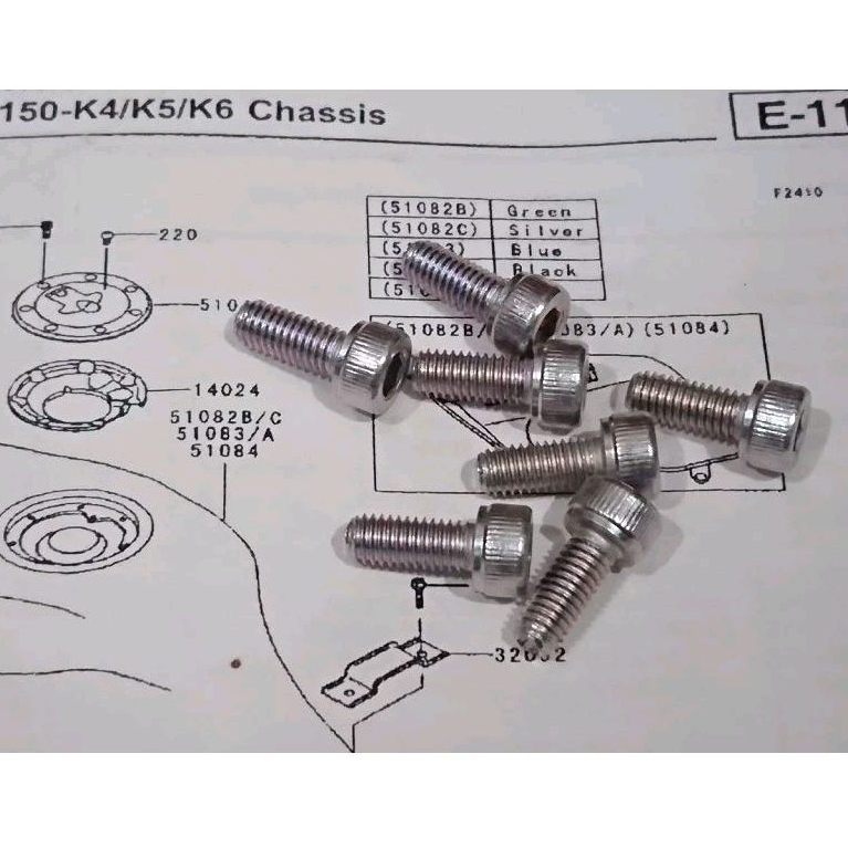 SET 7PCS BAUT TUTUP TANGKI KAWASAKI NINJA R RR