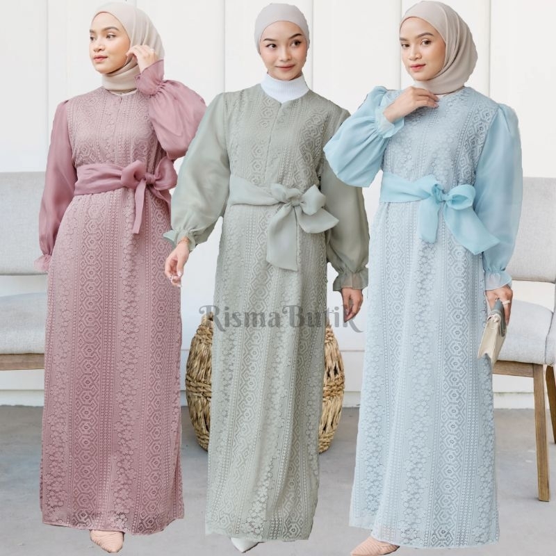 Dress Brukat Wanita Busui Organza Pesta Kondangan