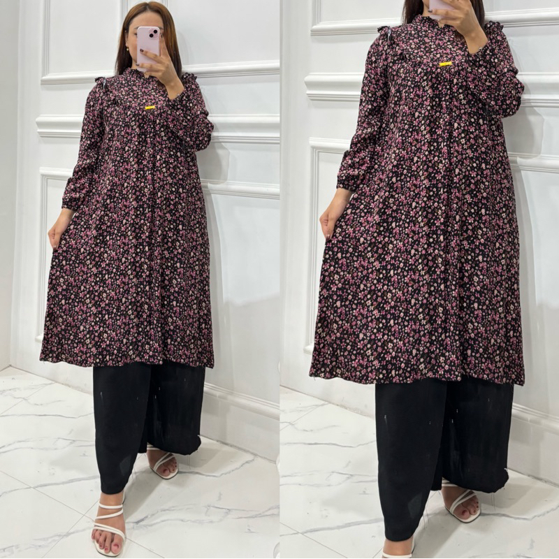 seteln tunik bahan rayon mix crinkle