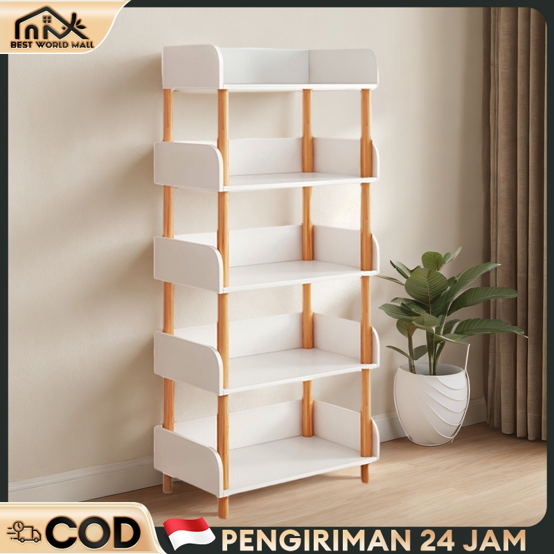 Rak Buku Minimalis 6 Tingkat Rak Makanan Ringan Lemari Buku Kayu Rak Buku Minimalis Kayu