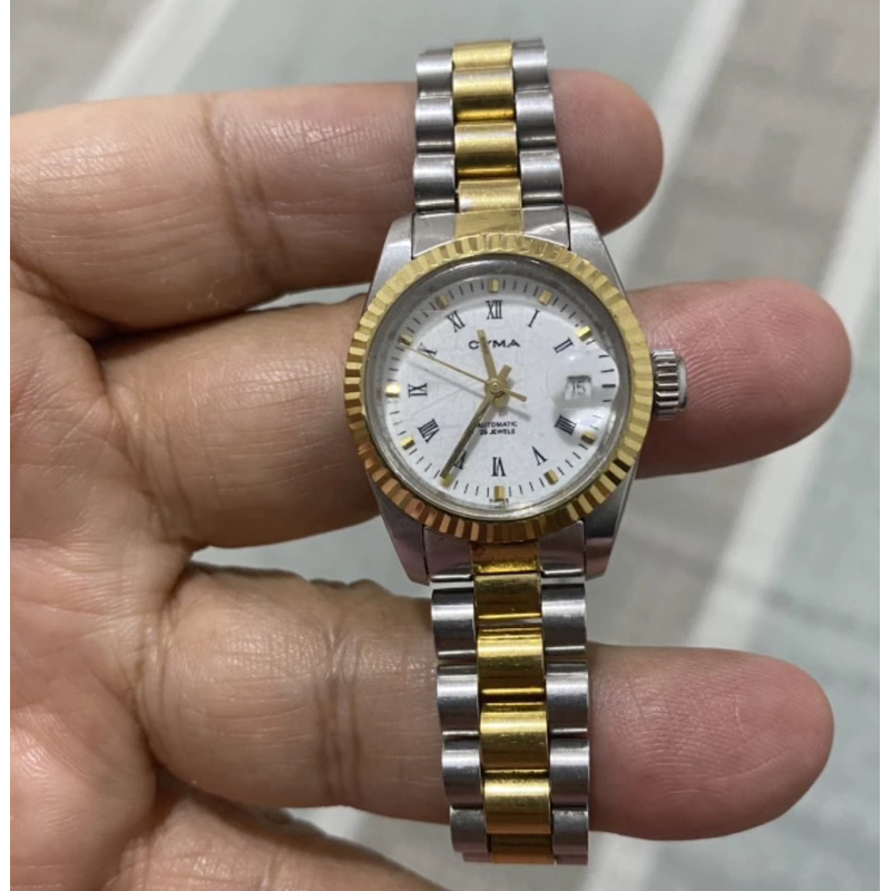 jam tangan lady CYMA dial roman putih