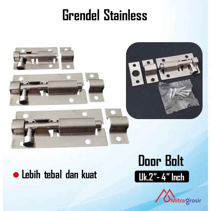 Grendel pintu stainless / grendel jendela / Slot Pintu  2 / 3 / 4 / 6 - SELOT+SKRUP