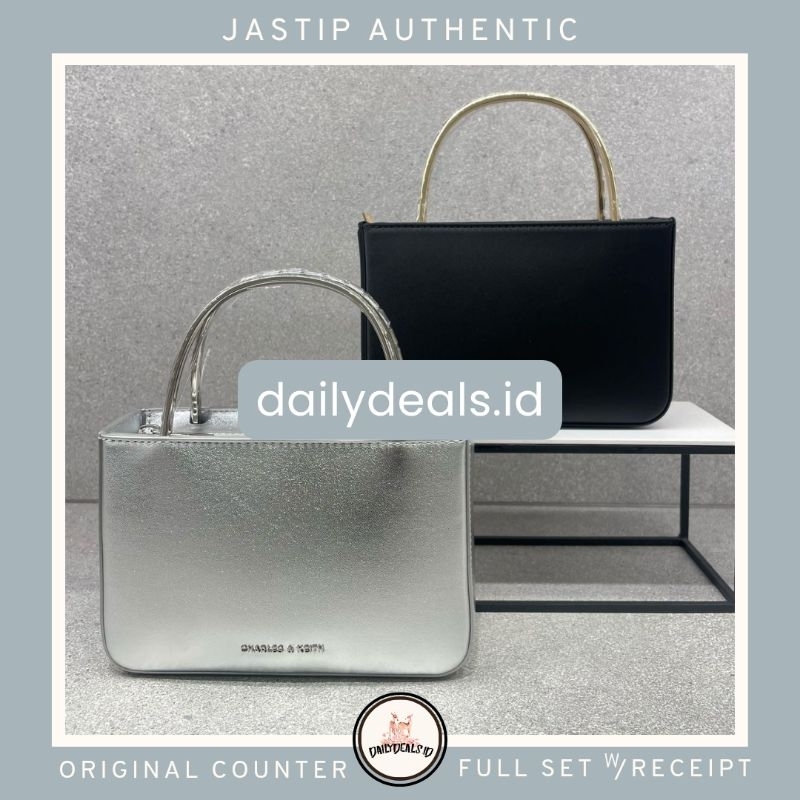 #2-30271529 Satin Crystal - Jast[p] CK ORIGINAL COUNTER EMBELLISHED TOP HANDLE BAG TAS SILVER DUSK M