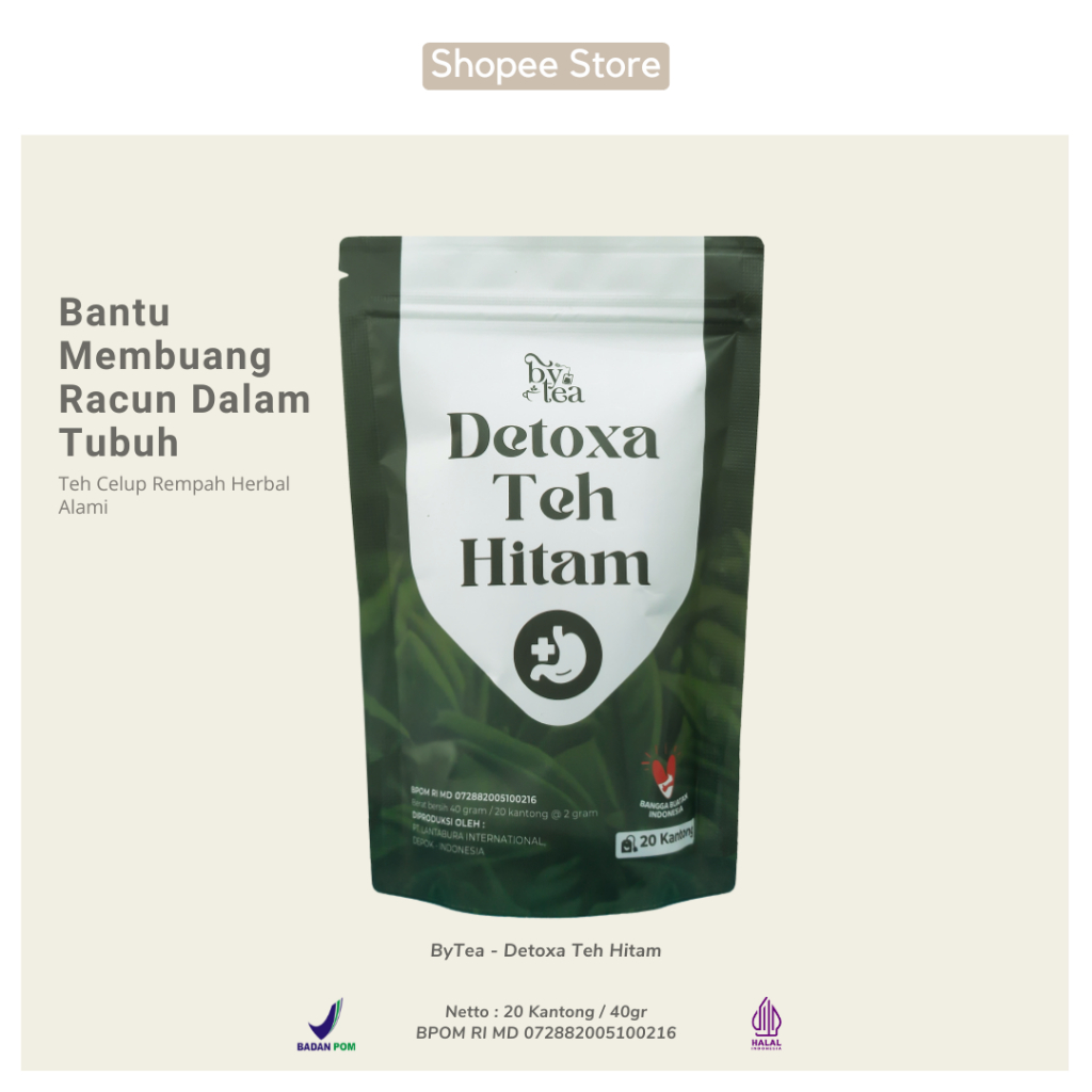 

Bytea Teh Hitam Detoxa Bantu Mendetox Tubuh Membantu Buang Racun &Turunkan Berat Badan